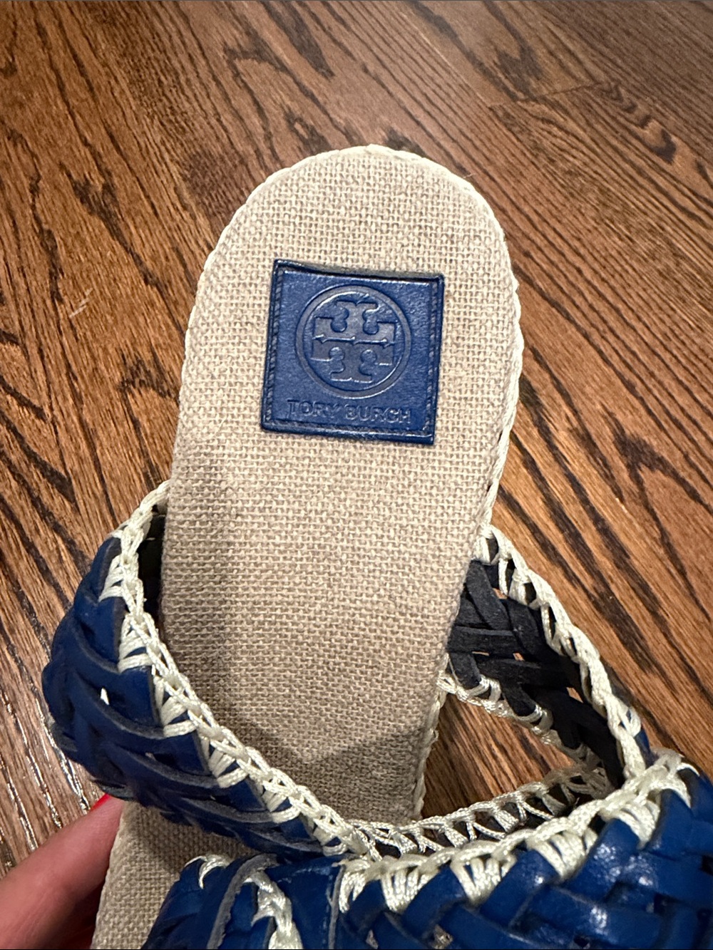 Tory Burch Navy Braided Espadrille Wedge Sandals - Picture 6 of 8